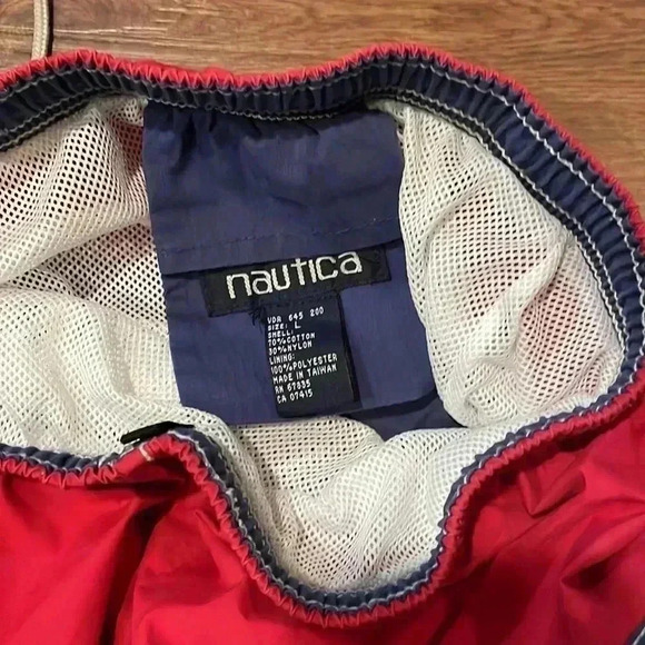 Nautica Men’s Large Swim Trunks Pull String Red Blue Pocket Mesh Lake Beach - Picture 5 of 6
